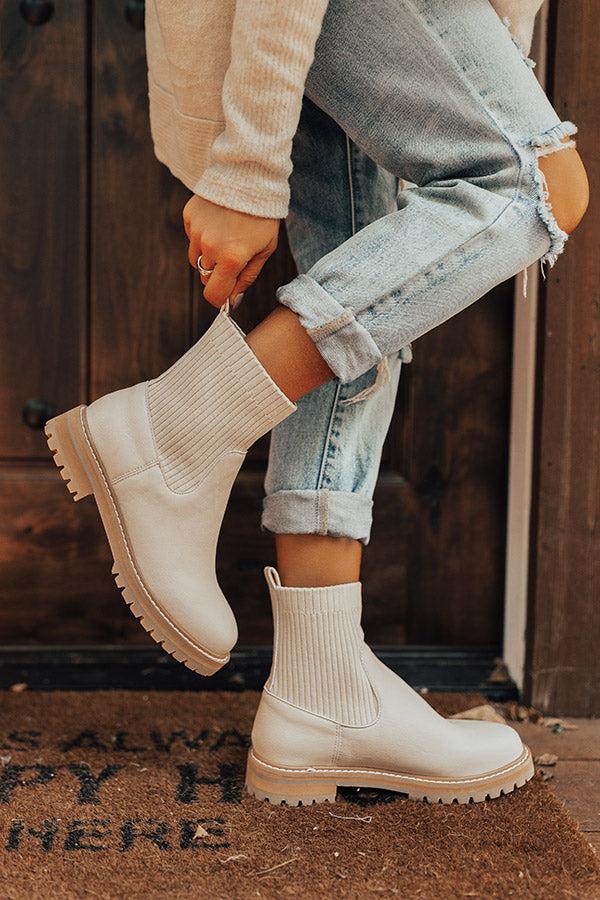 Impressions The Craine Faux Leather Boot In Light Beige