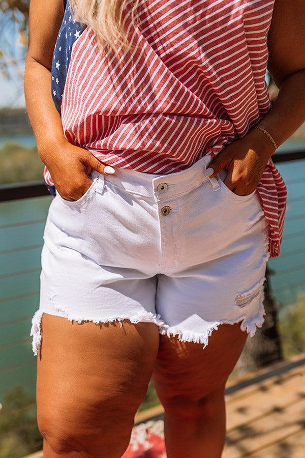 Impressions The Craine High Waist Distressed Shorts Curves