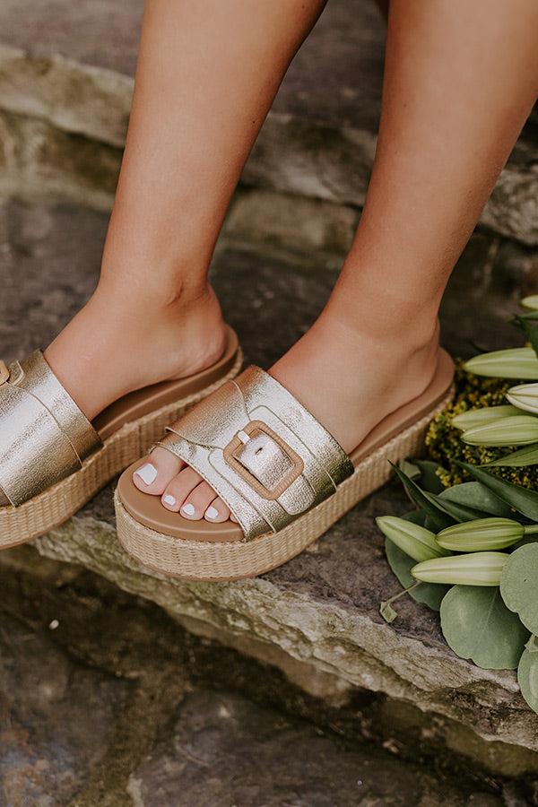 Impressions The Dahlia Faux Leather Platform Sandal In Gold