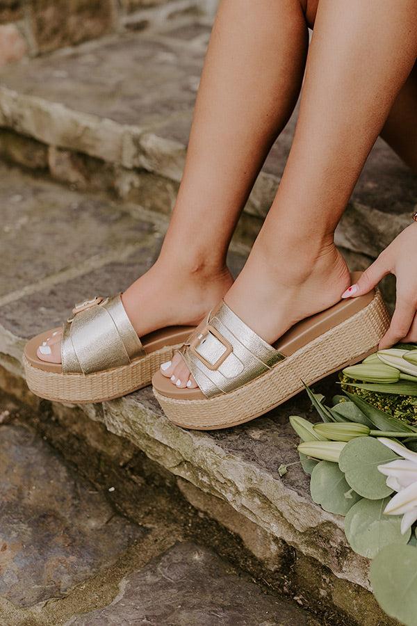 Impressions The Dahlia Faux Leather Platform Sandal In Gold