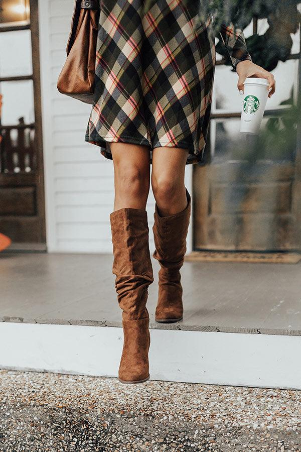 Impressions The Delilah Faux Suede Knee High Boot In Brown