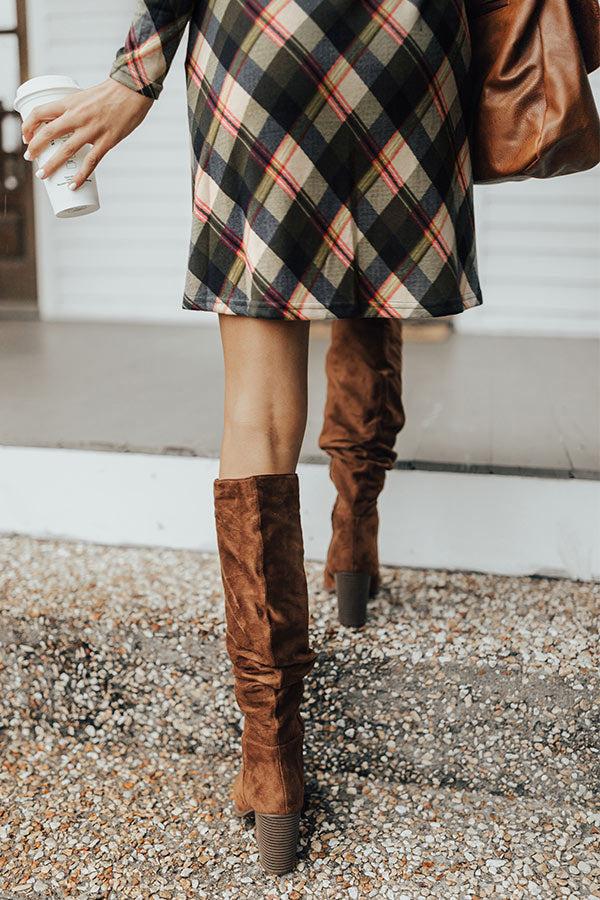 Impressions The Delilah Faux Suede Knee High Boot In Brown