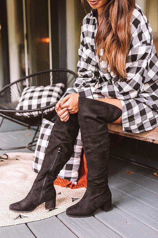 Impressions The Diana Faux Suede Thigh High Boot In Black