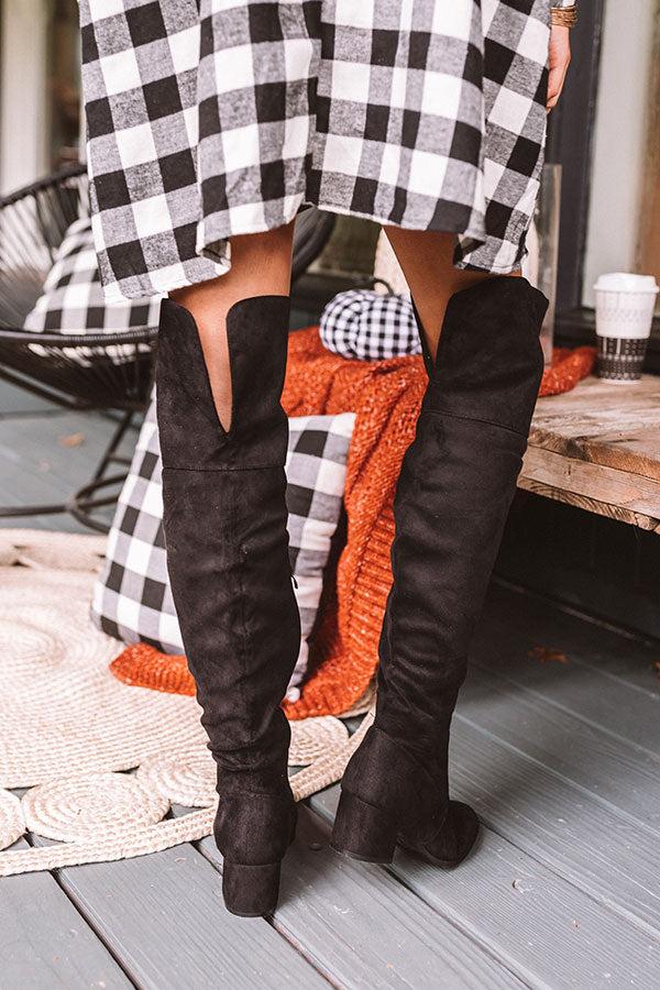 Impressions The Diana Faux Suede Thigh High Boot In Black