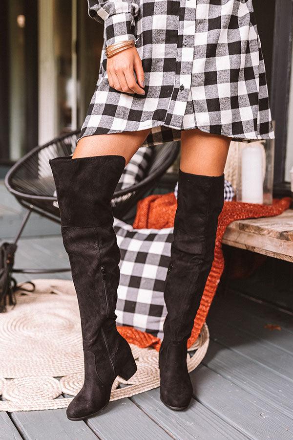 Impressions The Diana Faux Suede Thigh High Boot In Black