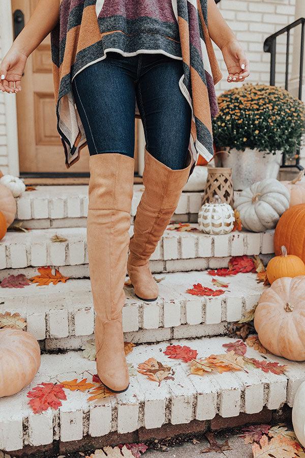 Impressions The Diana Faux Suede Thigh High Boot In Camel
