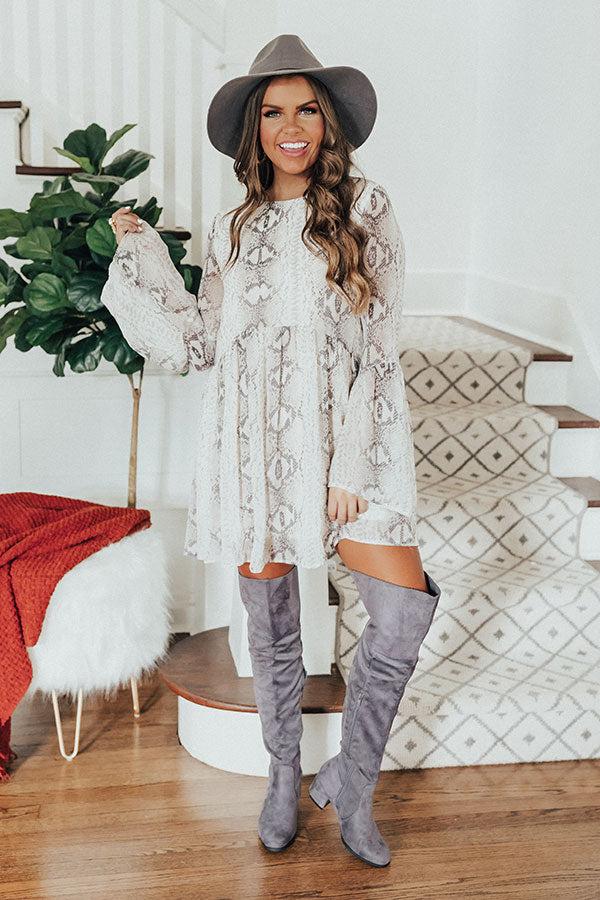 Impressions The Diana Faux Suede Thigh High Boot In Dark Grey