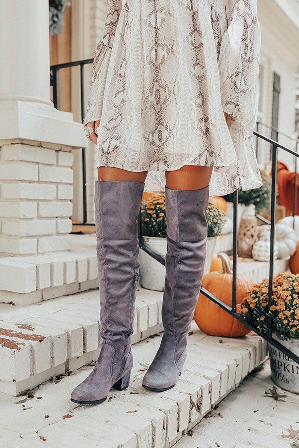 Impressions The Diana Faux Suede Thigh High Boot In Dark Grey