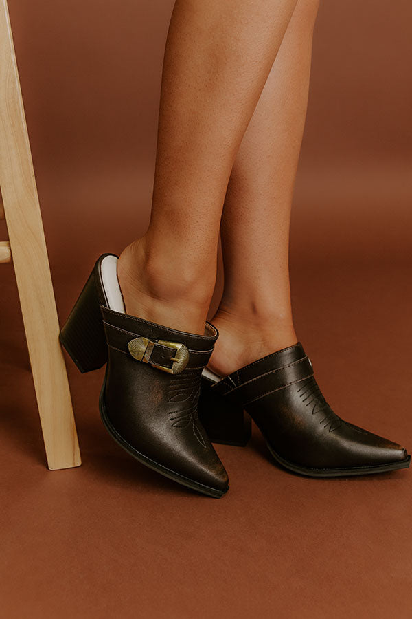 Impressions The Dixie Faux Leather Heeled Mule in Espresso