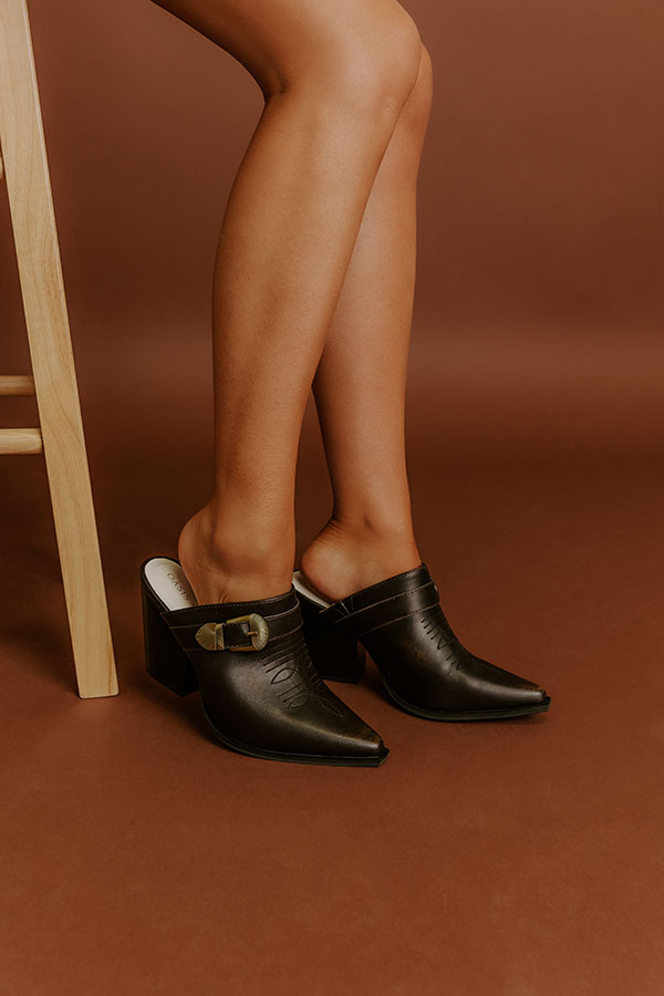 Impressions The Dixie Faux Leather Heeled Mule In Espresso