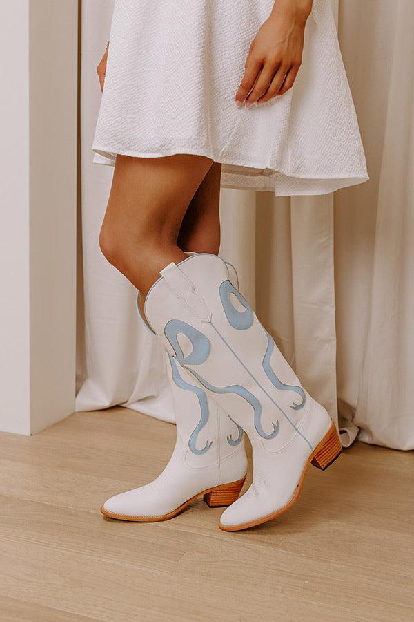 Impressions The Dolly Faux Leather Cowboy Boot in Sky Blue