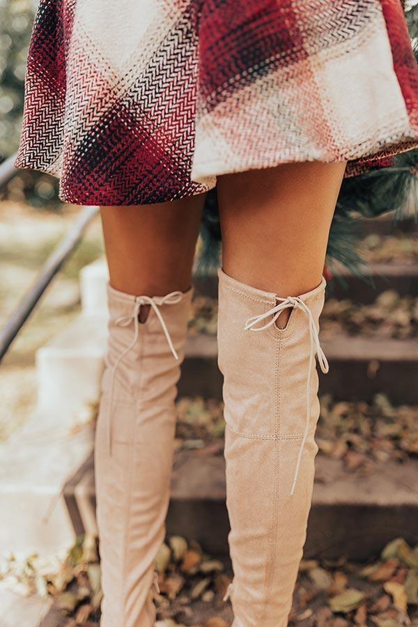Impressions The Dreya Faux Suede Thigh High Boot In Warm Taupe