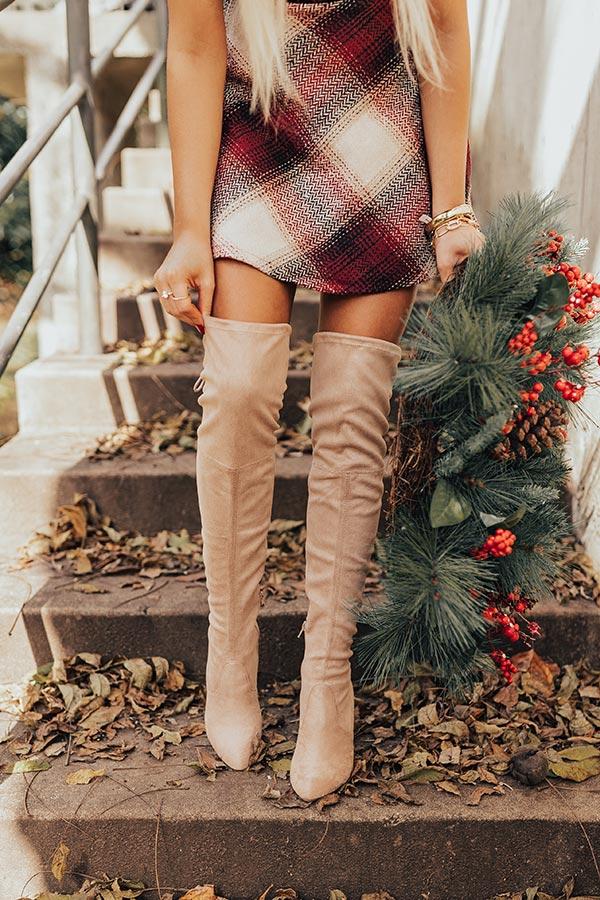 Impressions The Dreya Faux Suede Thigh High Boot In Warm Taupe