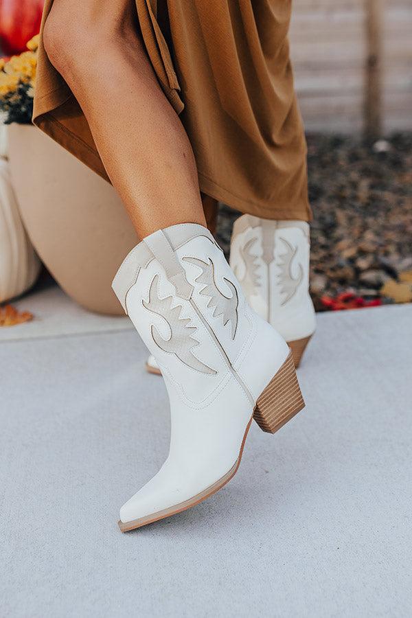 Impressions The Edith Faux Leather Cowboy Boot In Ivory