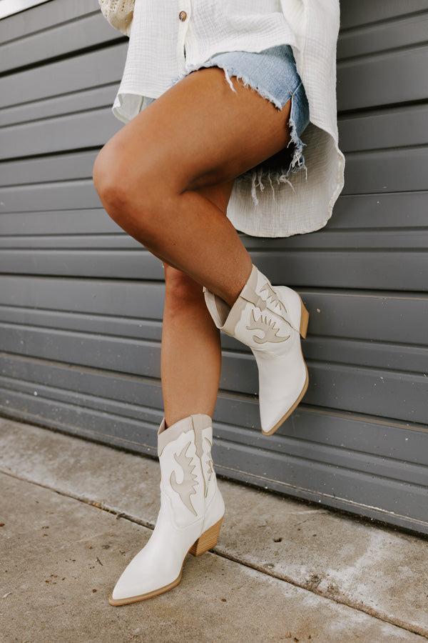 Impressions The Edith Faux Leather Cowboy Boot In Ivory