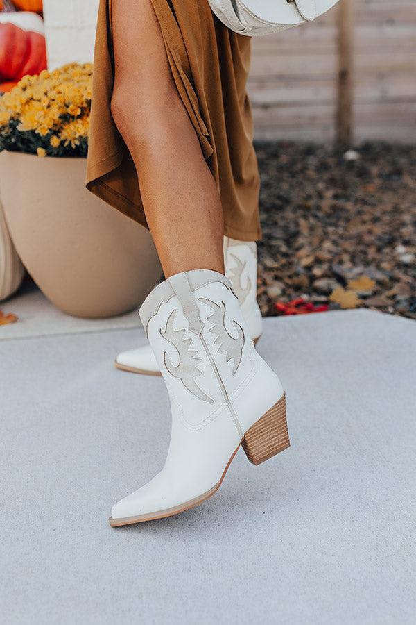 Impressions The Edith Faux Leather Cowboy Boot In Ivory