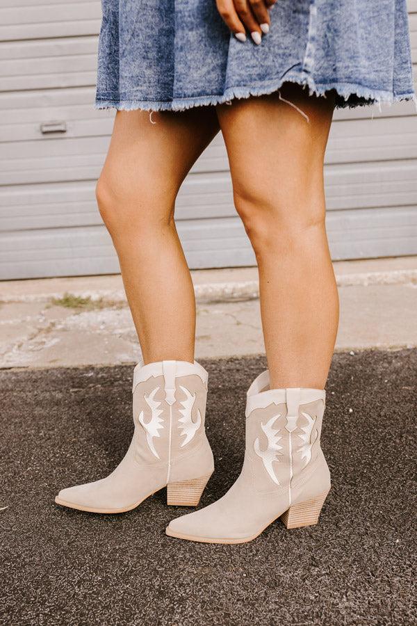 Impressions The Edith Faux Suede Cowboy Boot In Taupe
