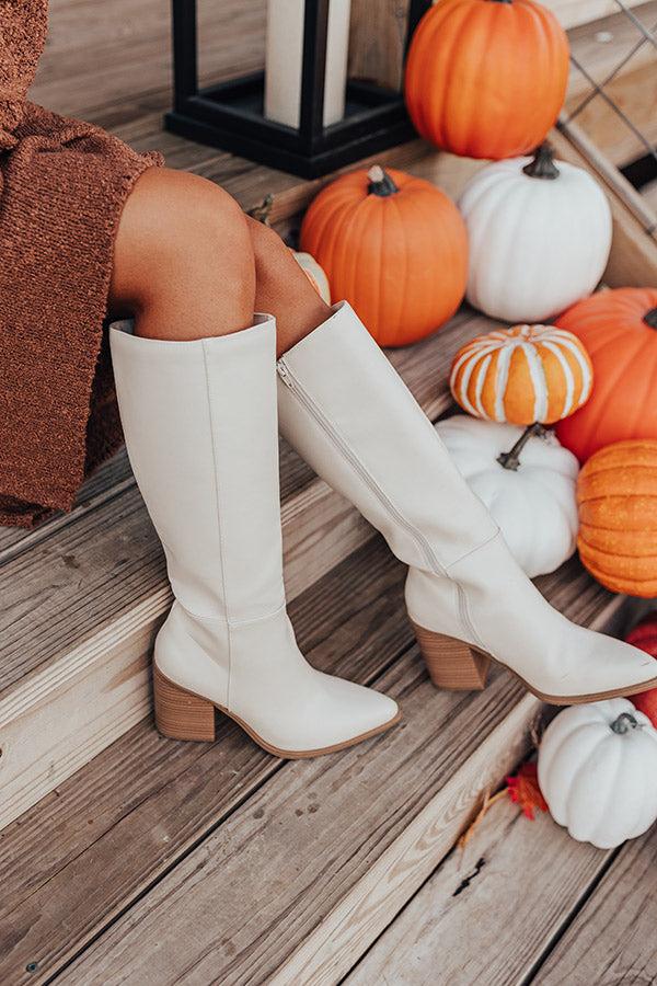 Impressions The Elanor Faux Leather Knee High Boot In Ivory