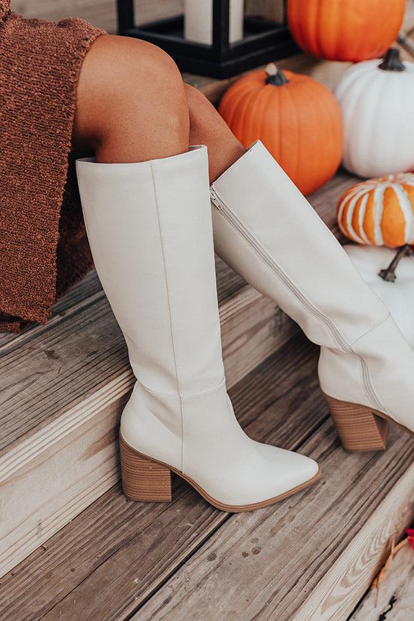 Impressions The Elanor Faux Leather Knee High Boot In Ivory