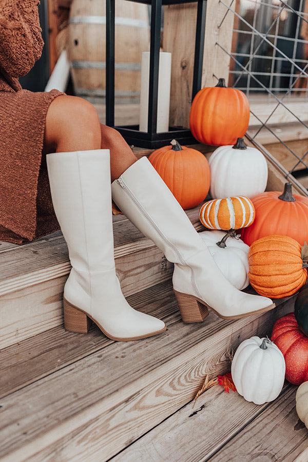 Impressions The Elanor Faux Leather Knee High Boot in Ivory