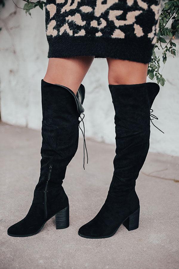 Impressions The Eleanor Faux Suede Knee High Boot In Black