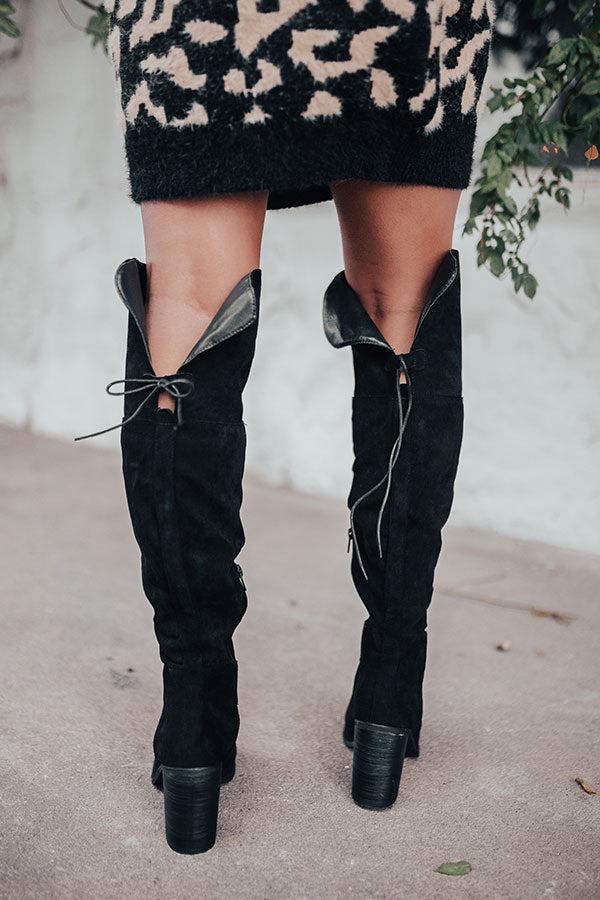 Impressions The Eleanor Faux Suede Knee High Boot In Black