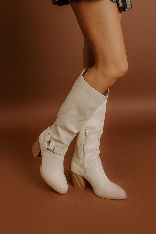 Impressions The Elliana Faux Leather Knee High Boot In French Vanilla