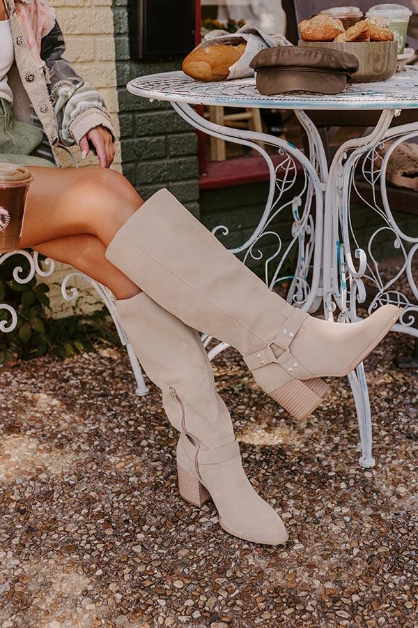 Impressions The Elliana Faux Nubuck Knee High Boot In Beige