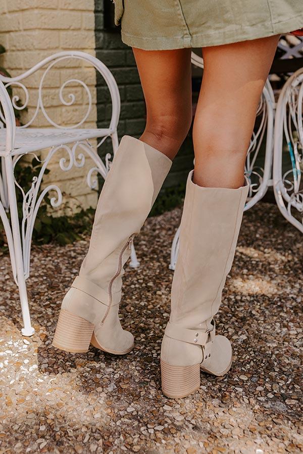 Impressions The Elliana Faux Nubuck Knee High Boot In Beige
