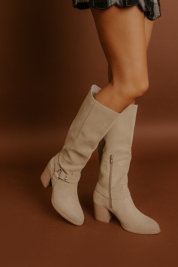 Impressions The Elliana Faux Nubuck Knee High Boot In Beige