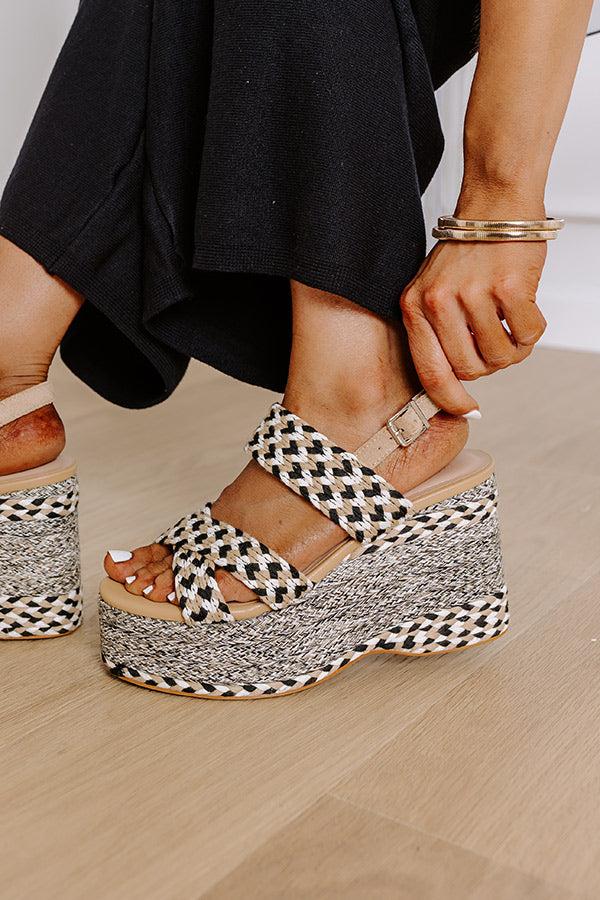 Impressions The Eloise Woven Platform Wedge In Black