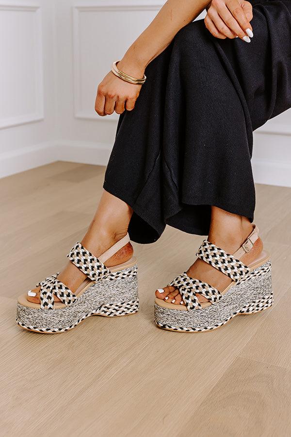 Impressions The Eloise Woven Platform Wedge In Black