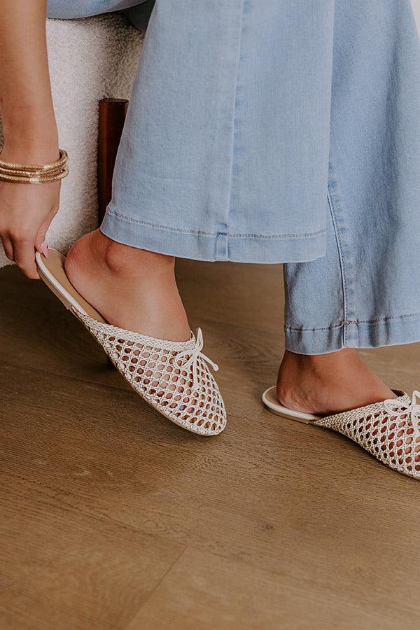 Impressions The Elsie Faux Leather Woven Flats In Ivory