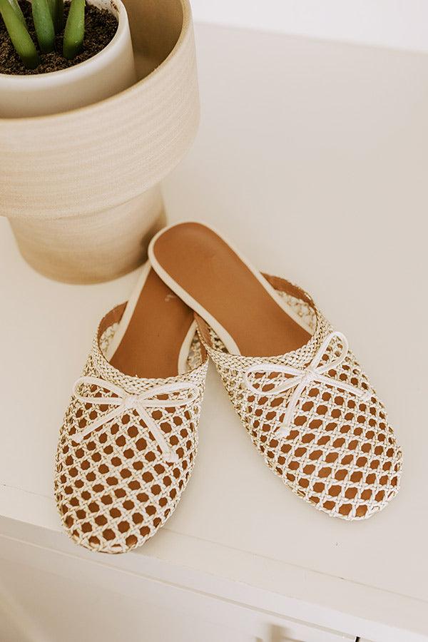Impressions The Elsie Faux Leather Woven Flats in Ivory