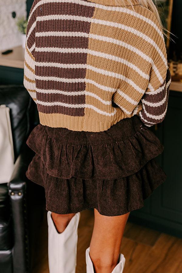 Impressions The Emilia High Waist Corduroy Skort In Chestnut