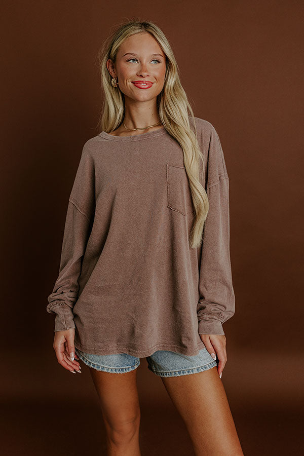 Impressions The Essential Oversized Vintage Wash Tee In Hazelnut