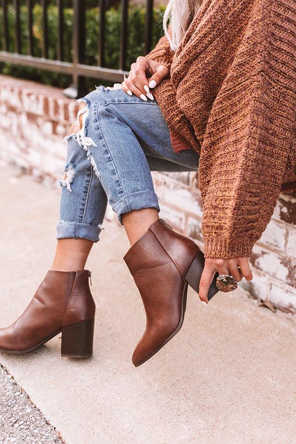 Impressions The Estelle Faux Leather Bootie In Chestnut
