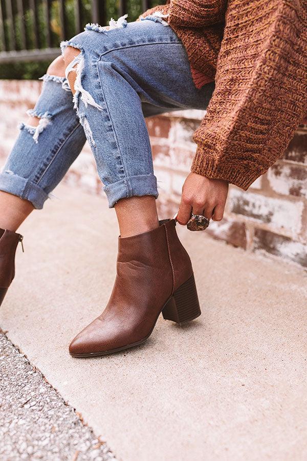 Impressions The Estelle Faux Leather Bootie In Chestnut