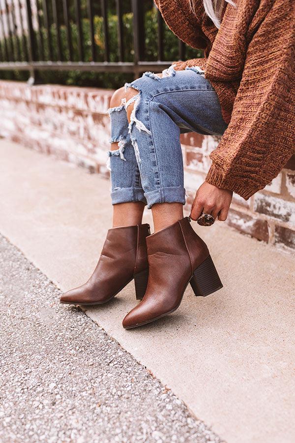 Impressions The Estelle Faux Leather Bootie In Chestnut