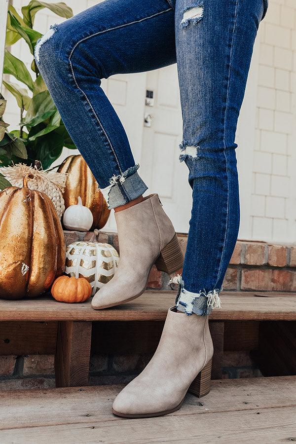 Impressions The Estelle Faux Leather Bootie In Taupe