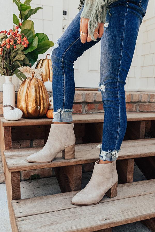 Impressions The Estelle Faux Leather Bootie In Taupe