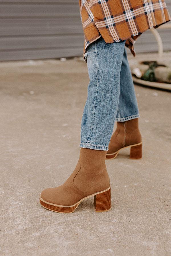 Impressions The Esther Faux Suede Bootie In Chocolate