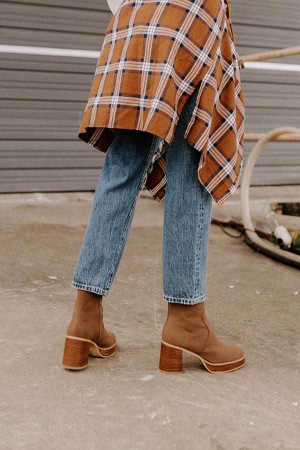 Impressions The Esther Faux Suede Bootie In Chocolate