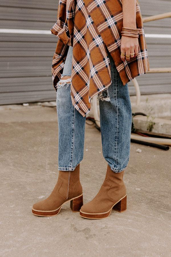 Impressions The Esther Faux Suede Bootie In Chocolate