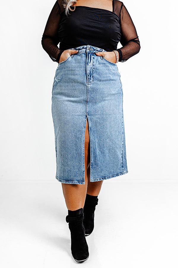 Impressions The Everly High Waist Denim Skirt Curves