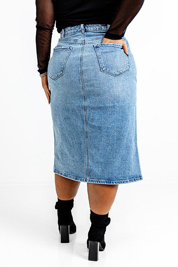 Impressions The Everly High Waist Denim Skirt Curves