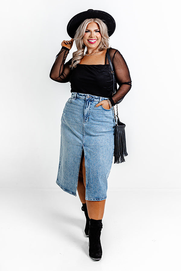 Impressions The Everly High Waist Denim Skirt Curves