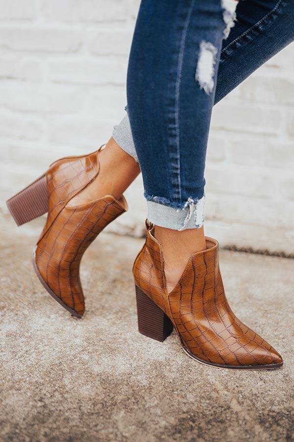 Impressions The Florence Faux Leather Bootie In Cinnamon