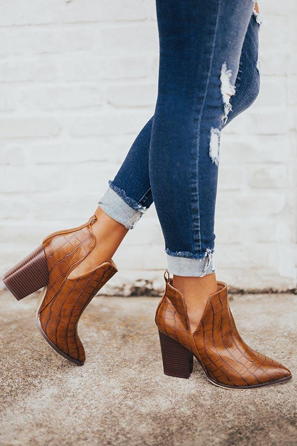 Impressions The Florence Faux Leather Bootie In Cinnamon