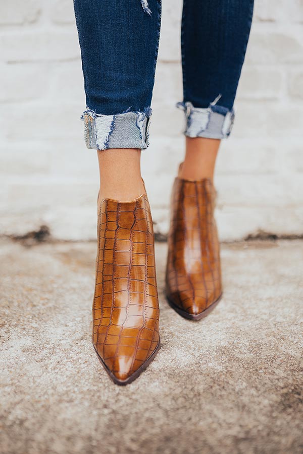 Impressions The Florence Faux Leather Bootie in Cinnamon